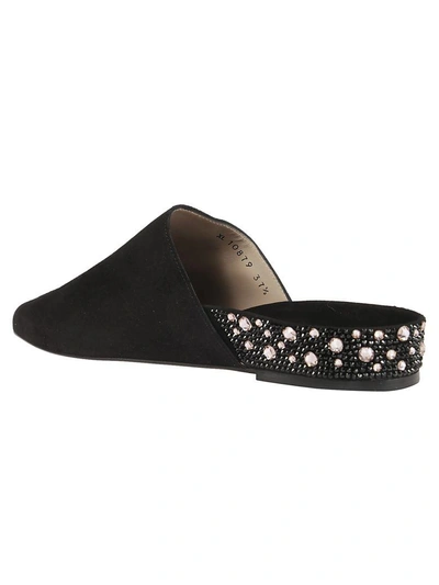 Shop Stuart Weitzman Embellished Studio Mules In Black