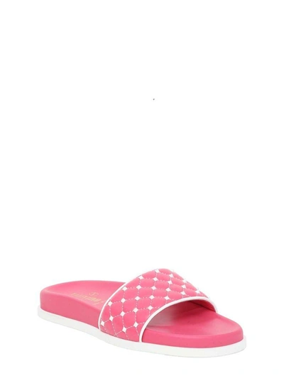 Shop Valentino Free Rockstud Spike Slides In Pink