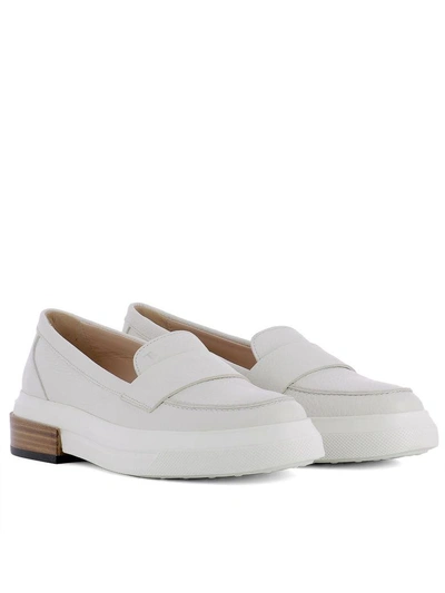 Shop Tod's White Leather Loafers