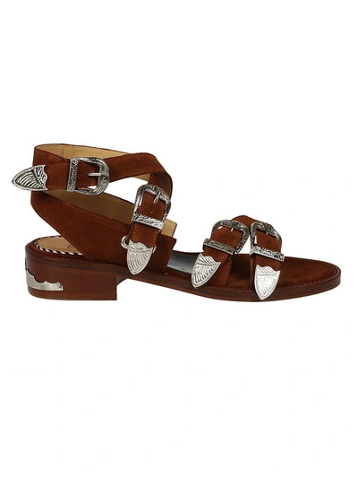 Shop Toga Suede Strap Sandals In Cognac