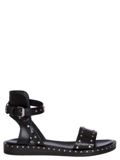 Shop Janet & Janet Studs Leather Sandals In Nero