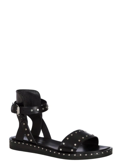 Shop Janet & Janet Studs Leather Sandals In Nero