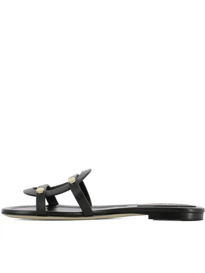 Shop Jimmy Choo Black Leather Damaris Flat Sandals