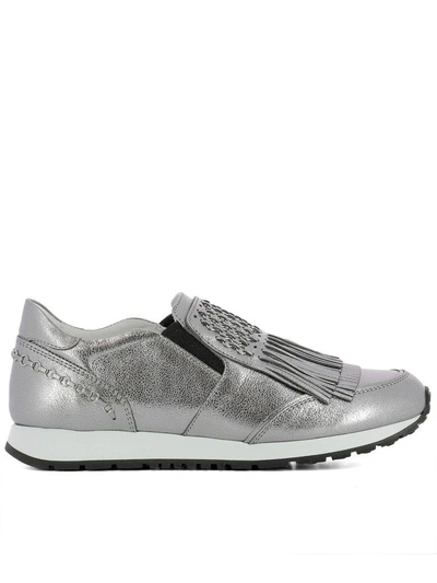 Shop Tod's Silver Leather Slip-on