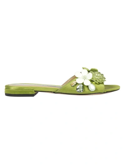 Shop Marc Jacobs Floral Strap Flat Sandals In Avocado
