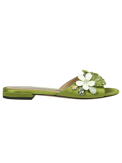 Shop Marc Jacobs Floral Strap Flat Sandals In Avocado