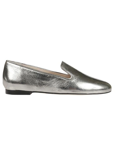 Shop Stuart Weitzman Myguy Metallic Slippers In Silver