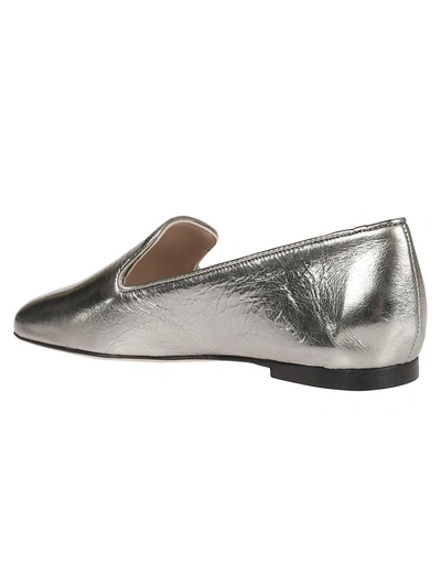 Shop Stuart Weitzman Myguy Metallic Slippers In Silver