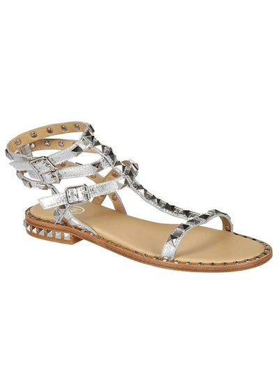 Shop Ash Studded Sandals In Metallic