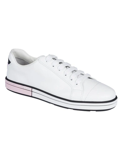 Shop Prada Low-top Sneakers In White-pink