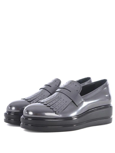 Shop Hogan H323 Maxi Wedge Loafers In Piombo