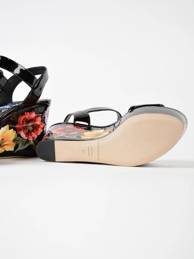 Shop Dolce & Gabbana Bianca Romantic Wedge Sandals In Hnmfiori-telefoni F.nero
