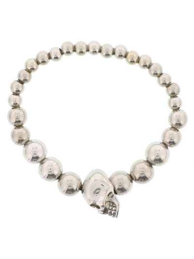 Shop Alexander Mcqueen Skull Ball Bracelet In Silver