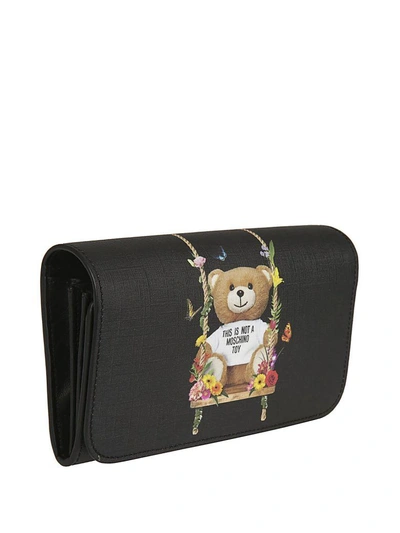 Shop Moschino Toy Bear Chain Wallet In Black