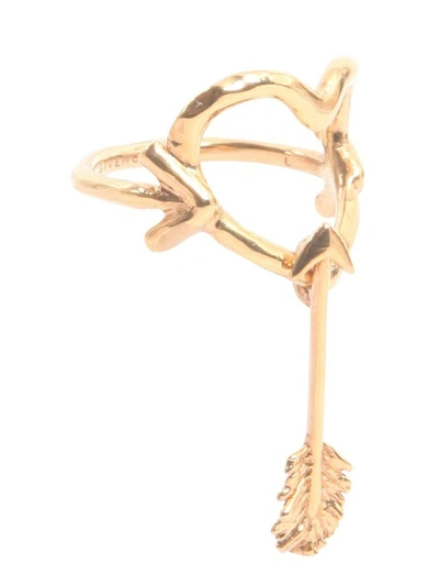 Shop Givenchy Heart And Arrow Ring In Bronzo