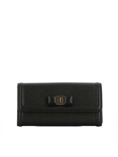 Shop Ferragamo Black Leather Wallet