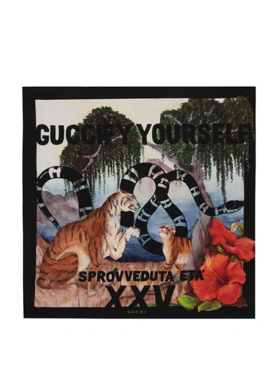 Shop Gucci Fy Yourself Silk Foulard In Multicolor