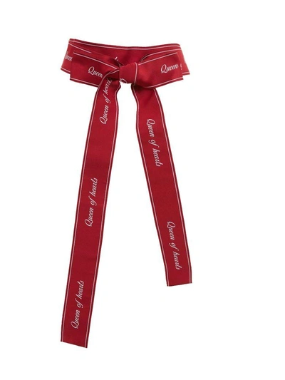 Shop Dolce & Gabbana Queen Of Hearts Printed Belt In Bordeaux