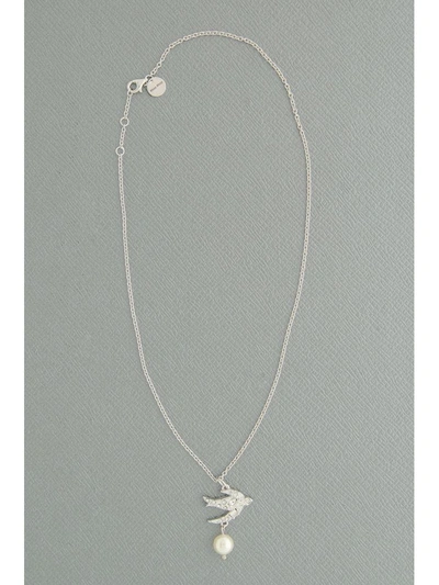 Shop Miu Miu Silver Necklace In Cream+cristal|bianco