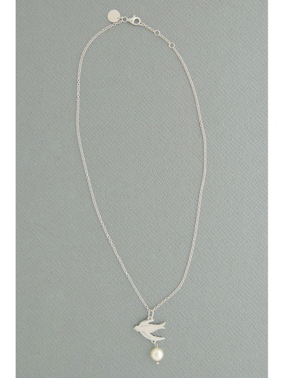 Shop Miu Miu Silver Necklace In Cream+cristal|bianco