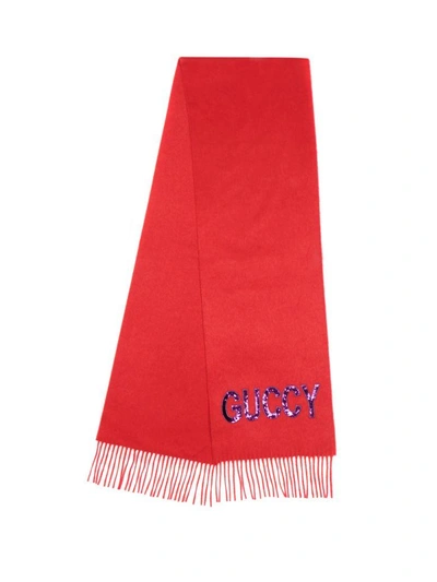 Shop Gucci Cashmere And Silk Scarf In Rosso