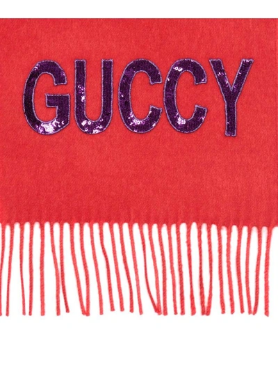 Shop Gucci Cashmere And Silk Scarf In Rosso