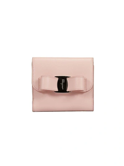 Shop Ferragamo Vara French Wallet In Rosa