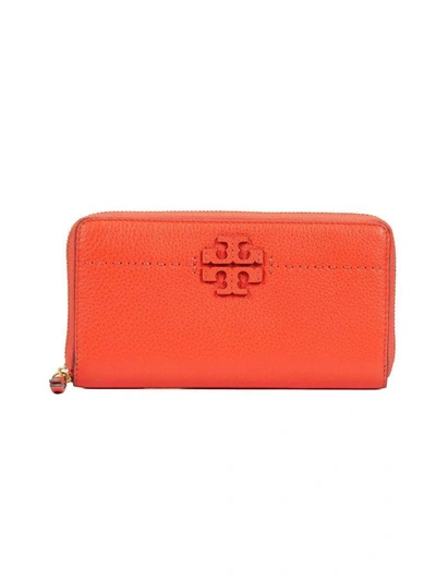 Shop Tory Burch Mcgraw Zip Continental Wallet In Rosso