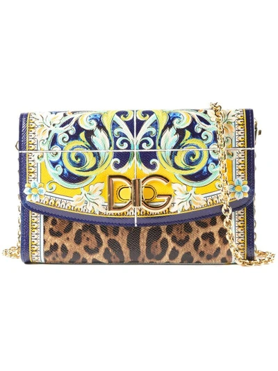 Shop Dolce & Gabbana Printed Dauphine Wallet Bag In Hhileo-maiolica B.blu