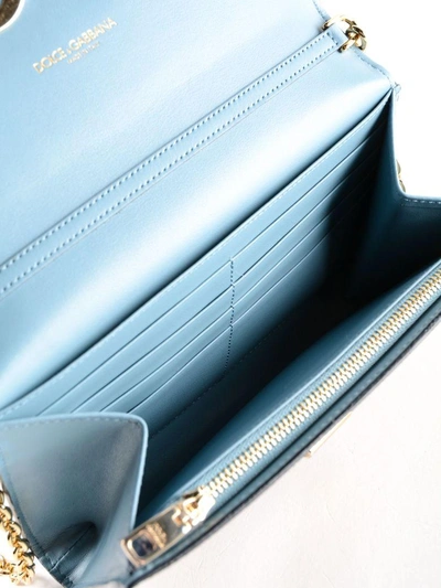 Shop Dolce & Gabbana Printed Logo Clasp Shoulder Bag In Hhileo-maiolica B.blu