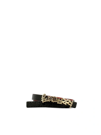 Shop Burberry Black Leather Bracelet