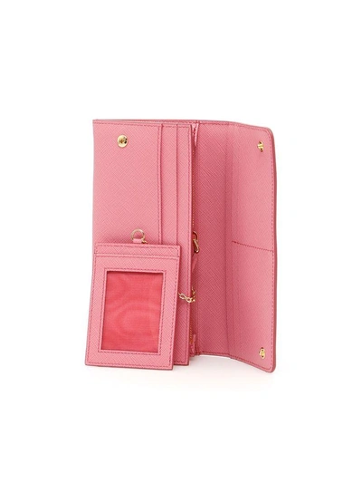 Shop Prada Saffiano Wallet In Begoniarosa