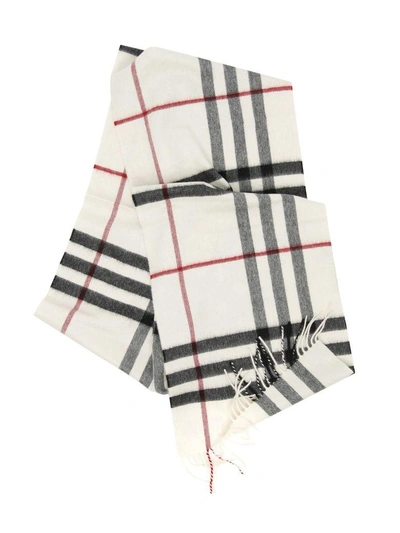 Shop Burberry Giant Check Scarf In Whitebianco