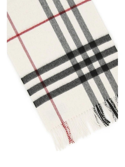 Shop Burberry Giant Check Scarf In Whitebianco