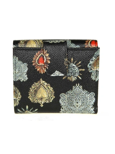 Shop Dolce & Gabbana Wallet In Leather Sacred Heart With Logo In Black