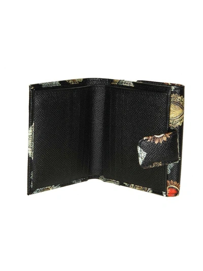 Shop Dolce & Gabbana Wallet In Leather Sacred Heart With Logo In Black