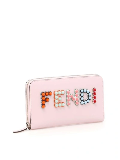 Shop Fendi Zip-around Logo Wallet In Peonia+mlc+prosa