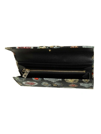 Shop Dolce & Gabbana Leather Wallet With Sacred Heart Print In Black