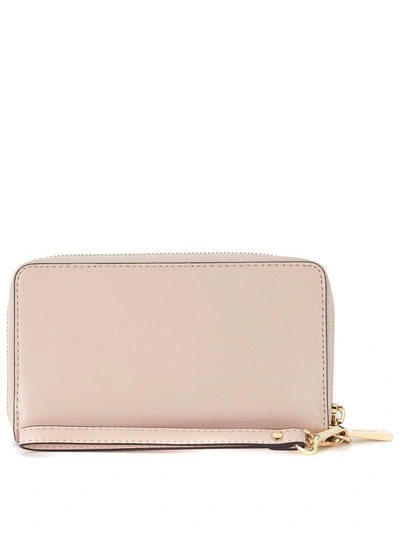 Shop Michael Kors Jet Set Pink Leather Wallet In Rosa