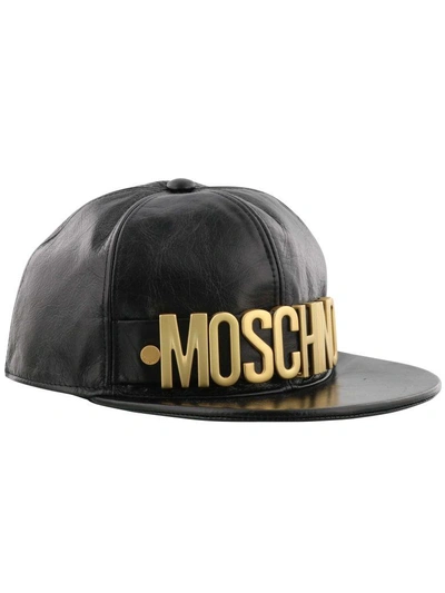 Shop Moschino Baseball Cap In Black-gold