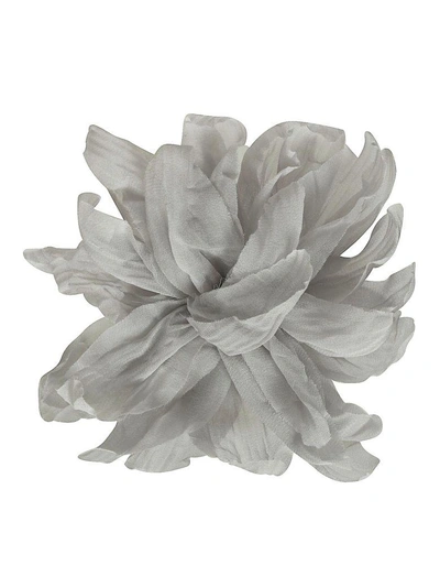 Shop Fabiana Filippi Flower Brooch In Grey