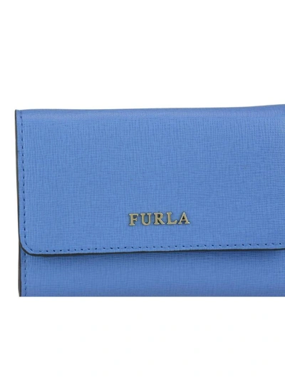 Shop Furla Small Babylon Trifold Wallet In Pale Blue