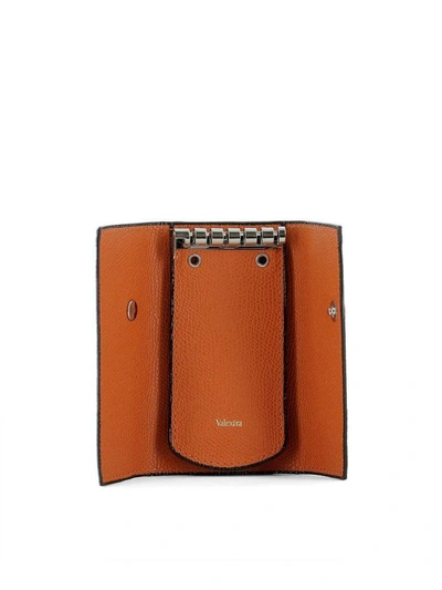 Shop Valextra Orange Leather Key Ring