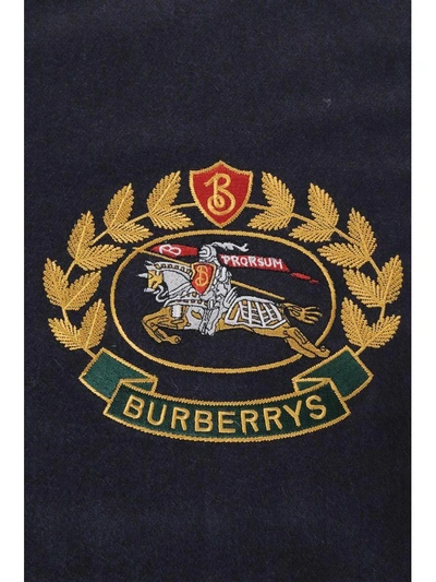 Shop Burberry Blu Cashmere Scarf With Classic Logo