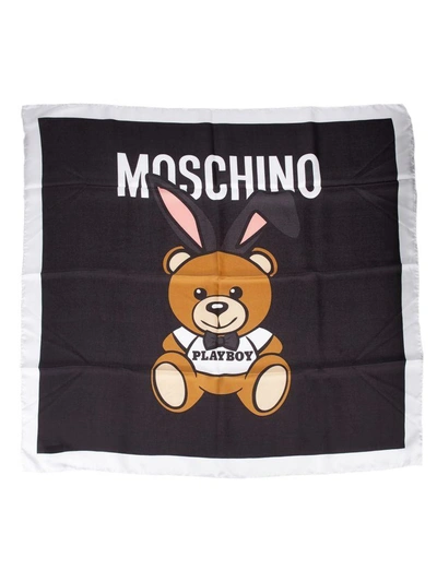 Shop Moschino Playboy Bear Scarf In Black