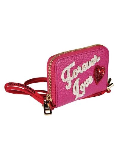 Shop Dolce & Gabbana Forever Love Zip Around Wallet In Fuchsia
