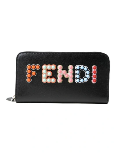 Shop Fendi Zip Around Wallet In Xnero+mlc