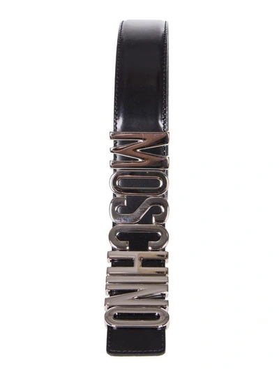 Shop Moschino Logo Plaque Belt In Black