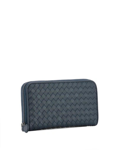 Shop Bottega Veneta Blue Leather Wallet