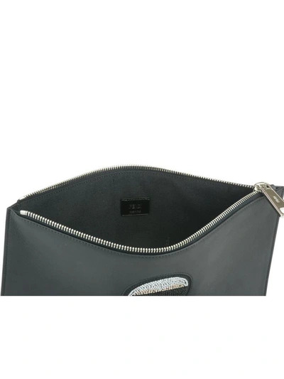 Shop Fendi Karlito Pouch In Nero+mlc+pal